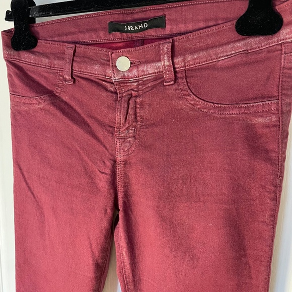 J Brand Burgundy jeans with silver dusting in seams. - Picture 5 of 11